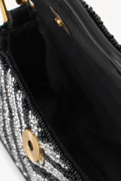 STAUD - TOMMY TINY BEADED BAG BLACK WHITE