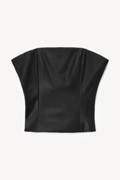 STAUD - TRACING TOP BLACK VEGAN LEATHER