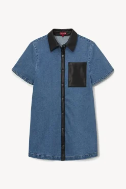 STAUD - WITCH DRESS MEDIUM WASH/BLACK MEDIUM WASH/BLACK