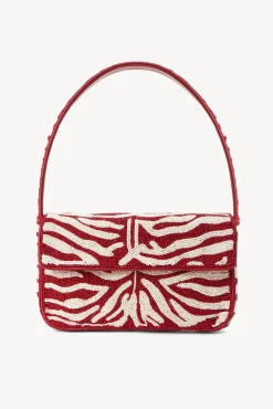 STAUD -TOMMY BEADED BAG - SCARLET WHITE