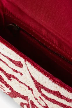 STAUD -TOMMY BEADED BAG - SCARLET WHITE