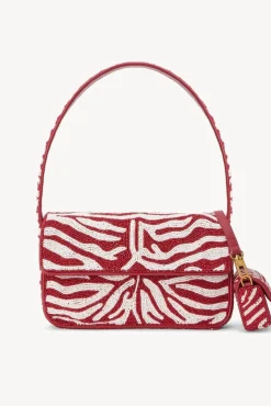 STAUD -TOMMY BEADED BAG - SCARLET WHITE