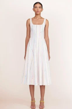 STAUD -WELLS DRESS - MULTI STRIPE