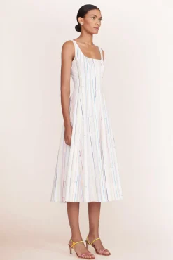 STAUD -WELLS DRESS - MULTI STRIPE