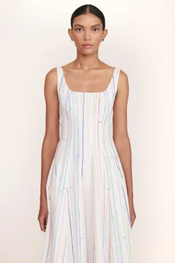 STAUD -WELLS DRESS - MULTI STRIPE